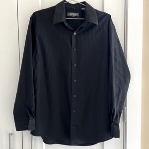 Men’s black long-sleeve Kenneth Cole Reaction button down, L 16 1/2